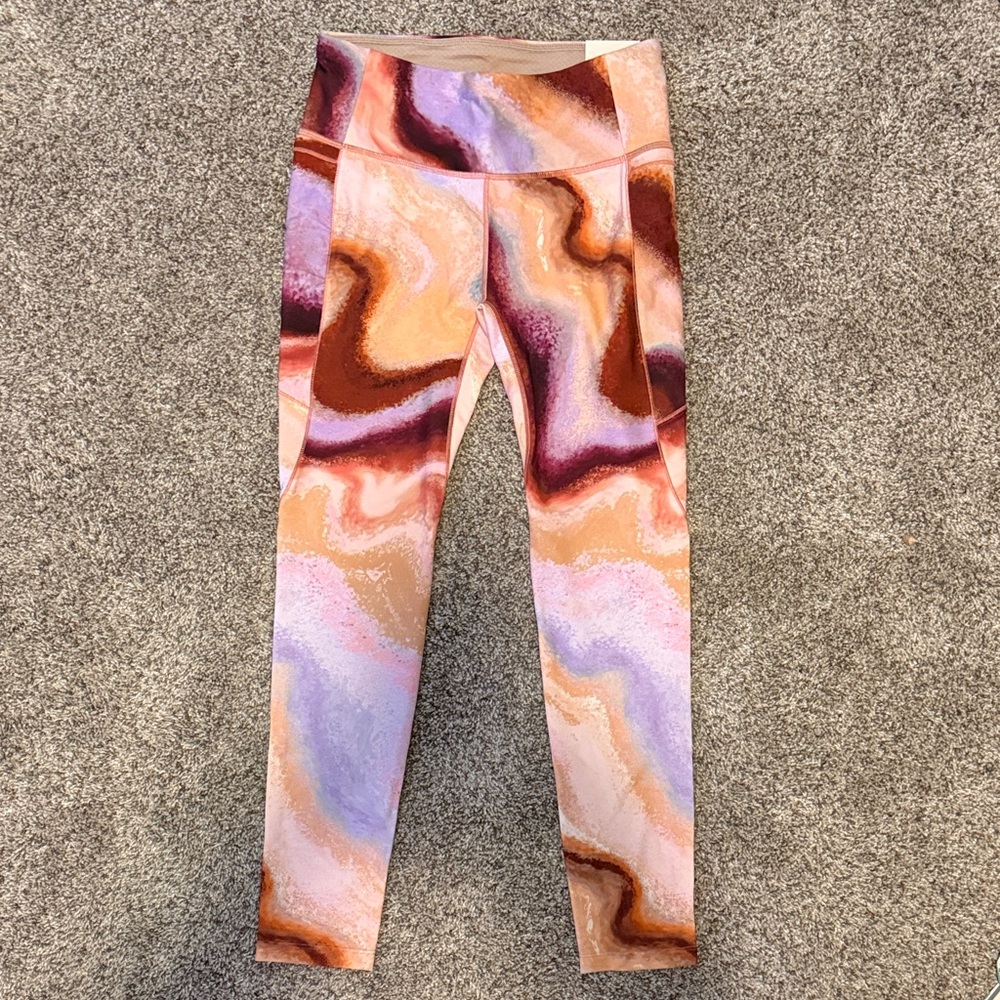 Calia Swirl Pattern Leggings - Pink, Brown, Purple